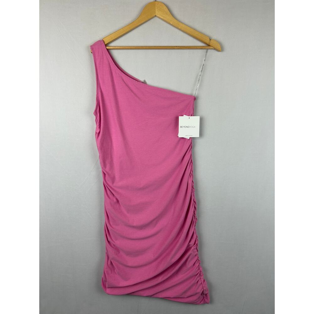 Beyond Yoga Featherweight Carried Away One Shoulder Dress Pink Women's Size L